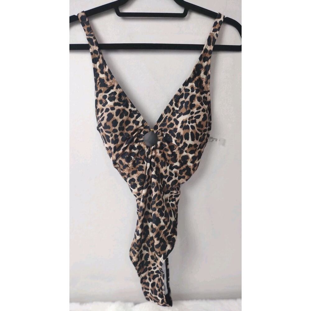 Women's One Piece Sexy High Waisted Animal Print Swimsuit Large NEW